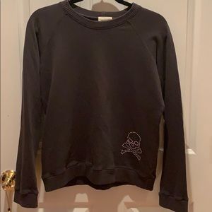 Monrow+Soul skull studded gray sweatshirt